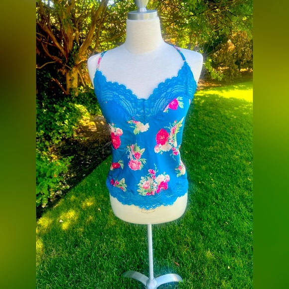 INC International Concepts Floral 🌷Lace Cami - Blue and Pink - Picture 1 of 6